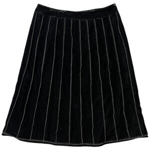 Trevan Black Velvet Skirt Vertical Seaming A-Line - Size 12